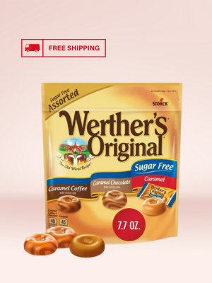 Werthers Original Hard Sugar Free Assorted Flavors, Caramel Coffee, Caramel Chocalate, Caramel Candy 7.7 Oz