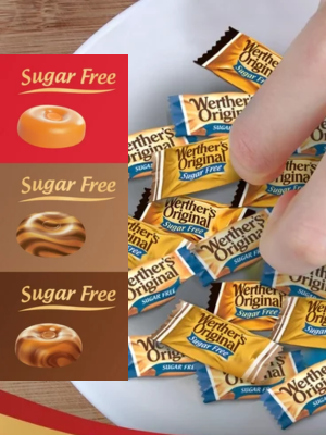 Werthers Original Hard Sugar Free Assorted Flavors, Caramel Coffee, Caramel Chocalate, Caramel Candy 7.7 Oz