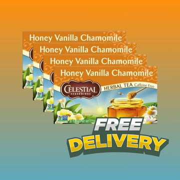 (4 pack) Celestial Seasonings Honey Vanilla Chamomile Caffeine-Free Herbal Tea Bags, 20 Count