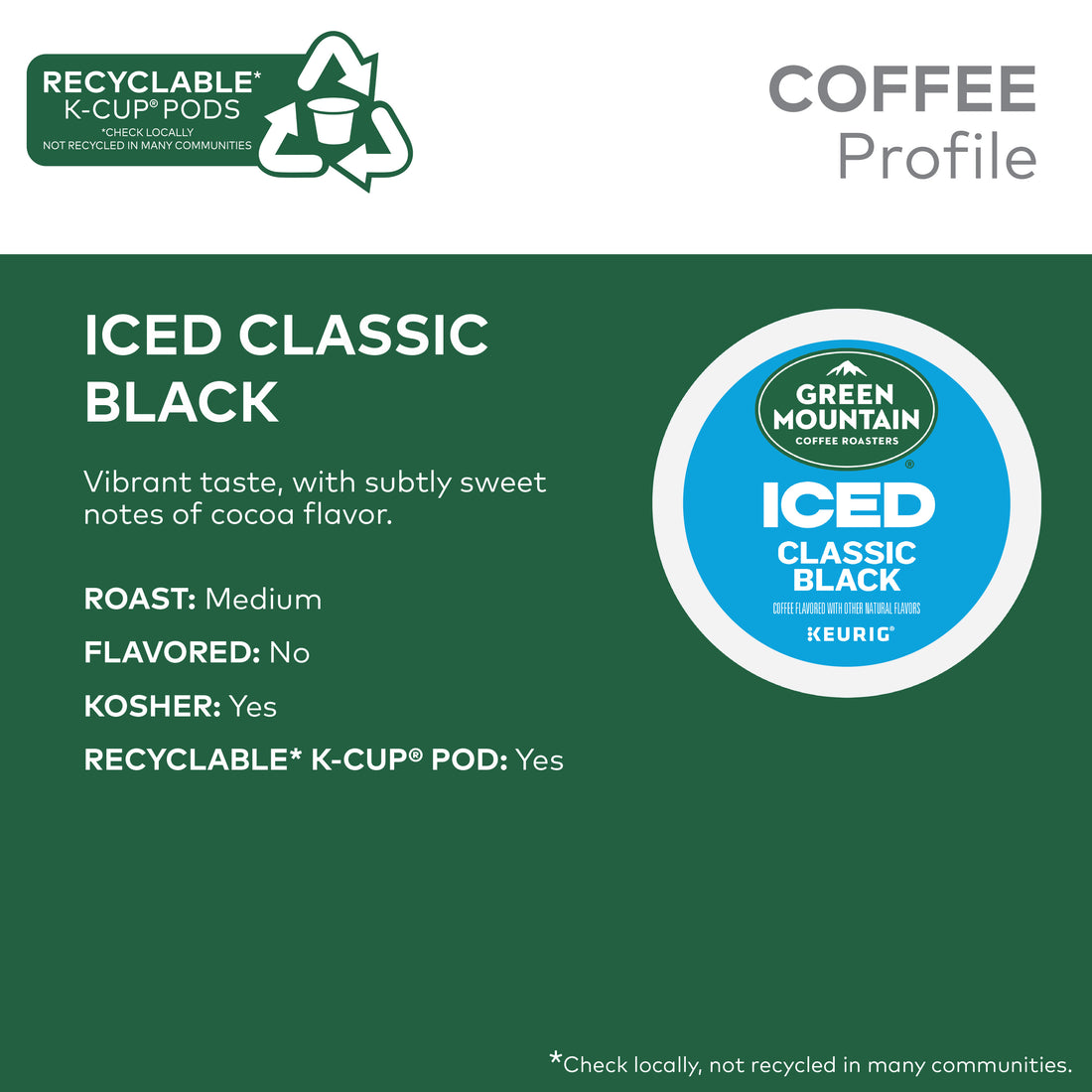 Green Mountain Coffee Roasters, ICED Classic Black Iced K-Cup Coffee Pods, 12 Count