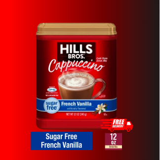 Hills Bros. Cappuccino Sugar-Free French Vanilla Medium Roast Instant Coffee, 12 Oz